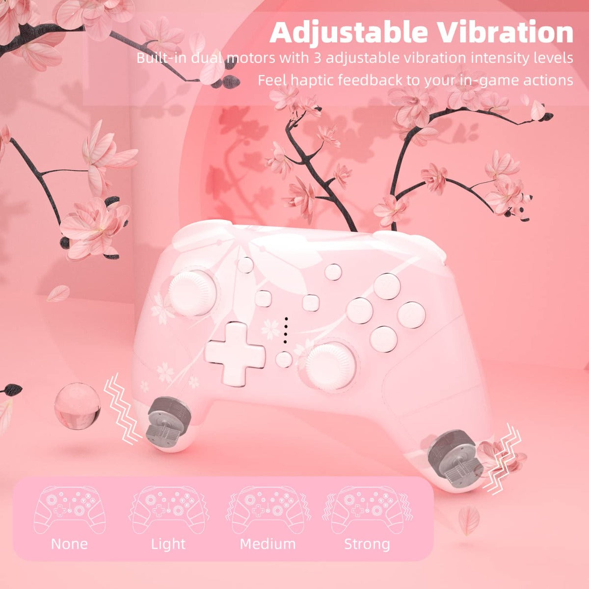 Mytrix Wireless Controller for Nintendo Switch/Lite, with Wake-Up, Headphone Jack, Auto-Fire Turbo, Motion Control, Adjustable Vibration - Sakura - Used Like New Mytrix Wireless Controller for Nintendo Switch/Lite, with Wake-Up, Headphone Jack, Auto-Fire Turbo, Motion Control, Adjustable Vibration - Sakura - Used Like New